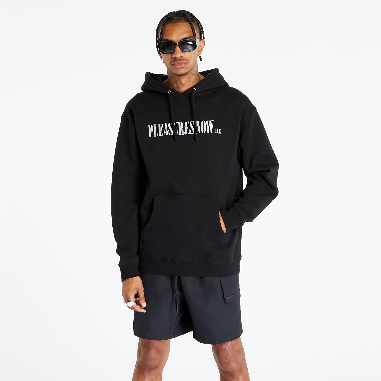 PLEASURES - llc fleece hoodie black