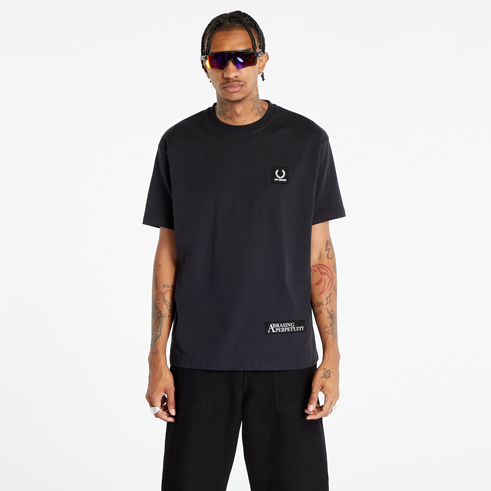 T-shirts FRED PERRY x RAF SIMONS Printed Patch Relaxed Tee Black