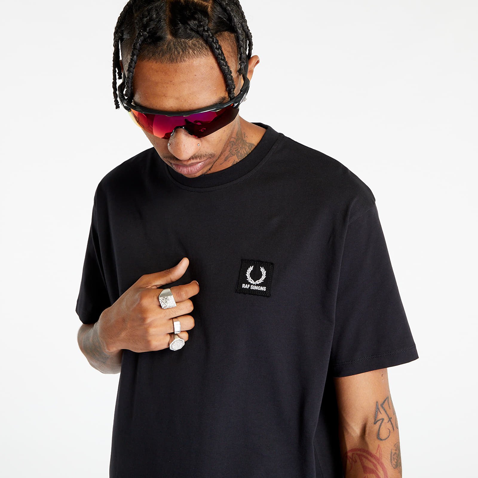 T shirts FRED PERRY x RAF SIMONS Printed Patch Relaxed Tee Black Footshop