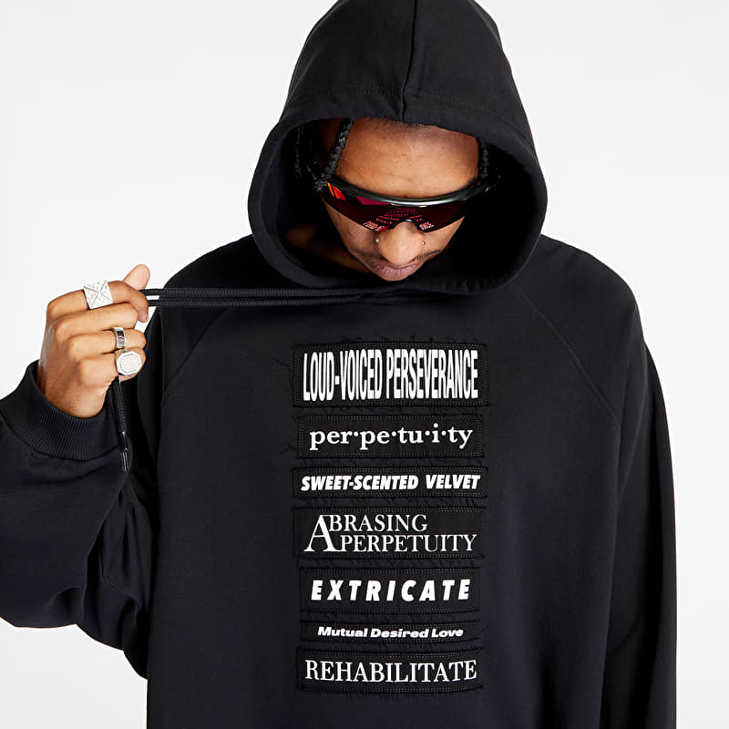 FRED PERRY x RAF SIMONS Printed Patch Hooded Sweat Black | Footshop