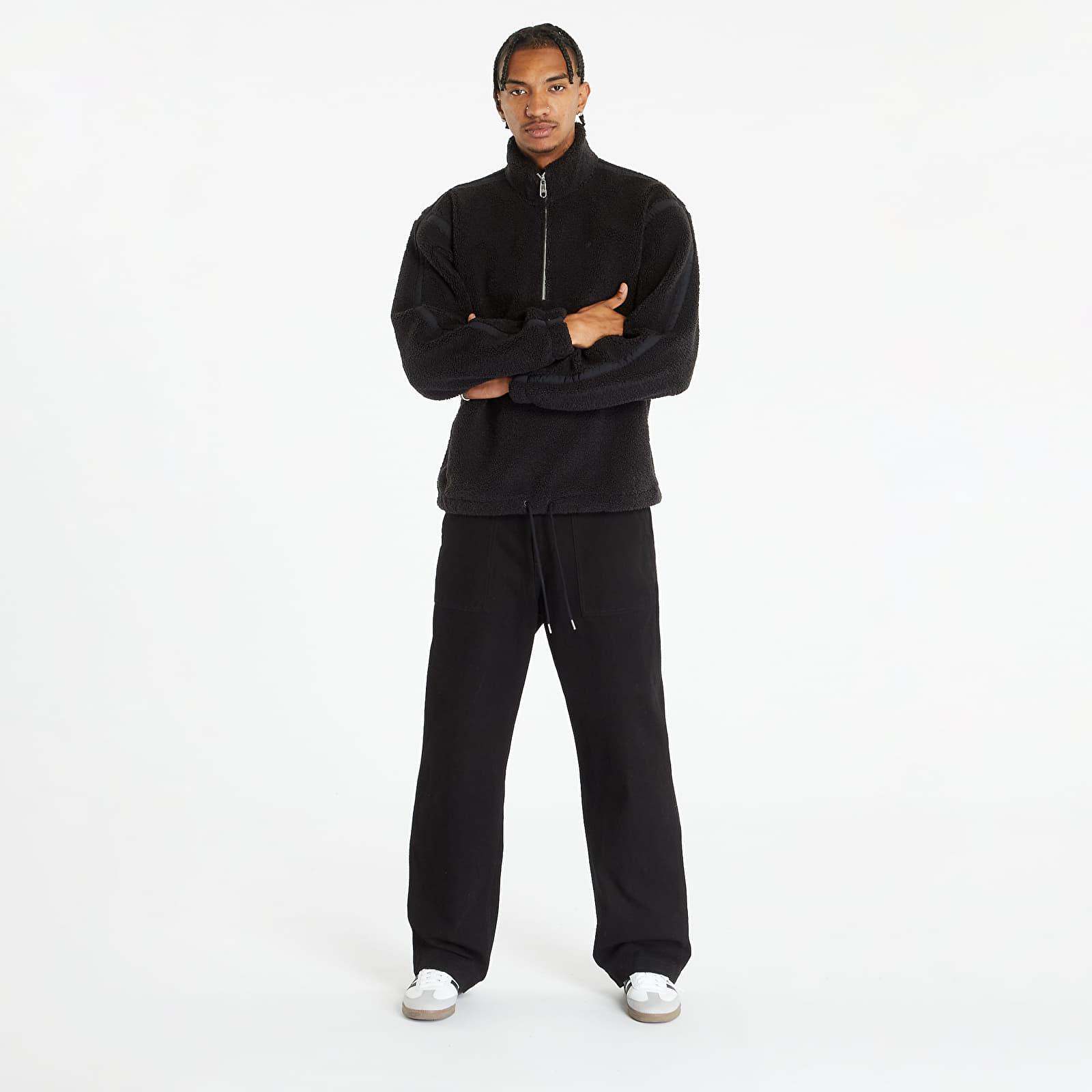 Felpe adidas Originals Premium Essentials Fleece Half-Zip Crewneck Black