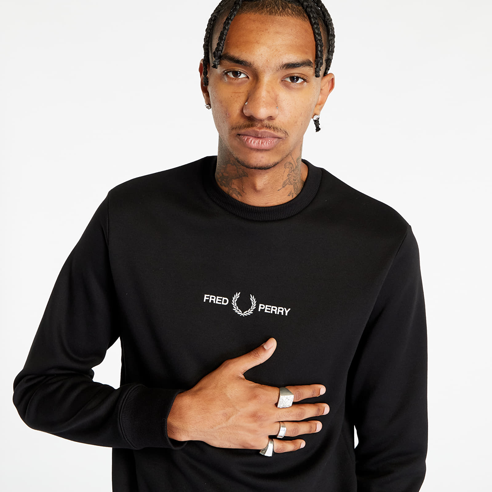 Felpe FRED PERRY Embroidered Sweatshirt Black