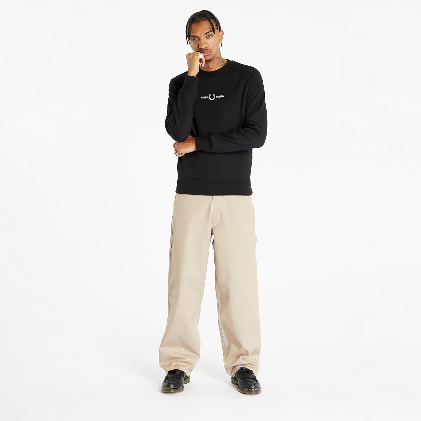 Fred perry shop embroidered sweatshirt black
