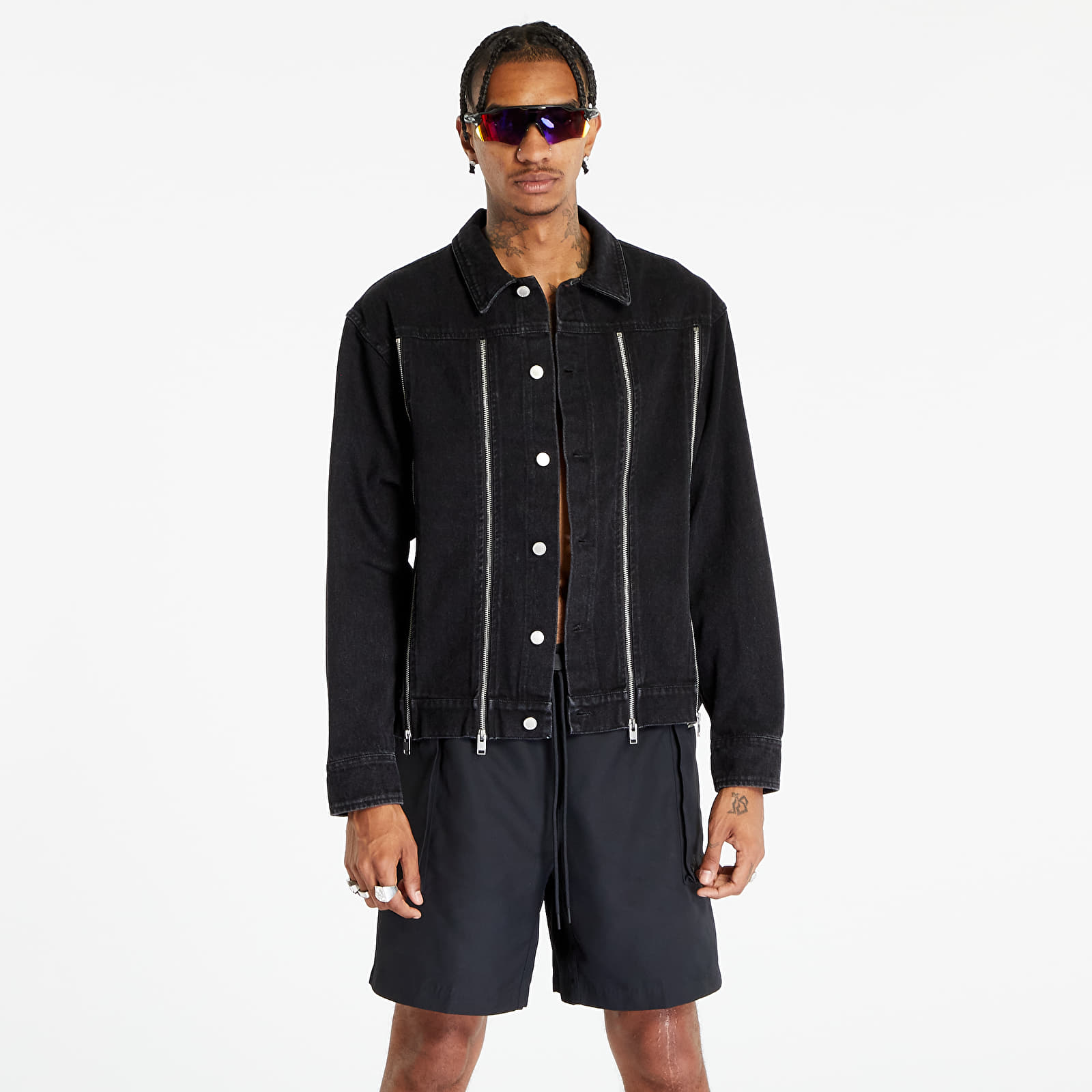 Jackets PLEASURES Mileage Denim Trucker Jacket Black Footshop