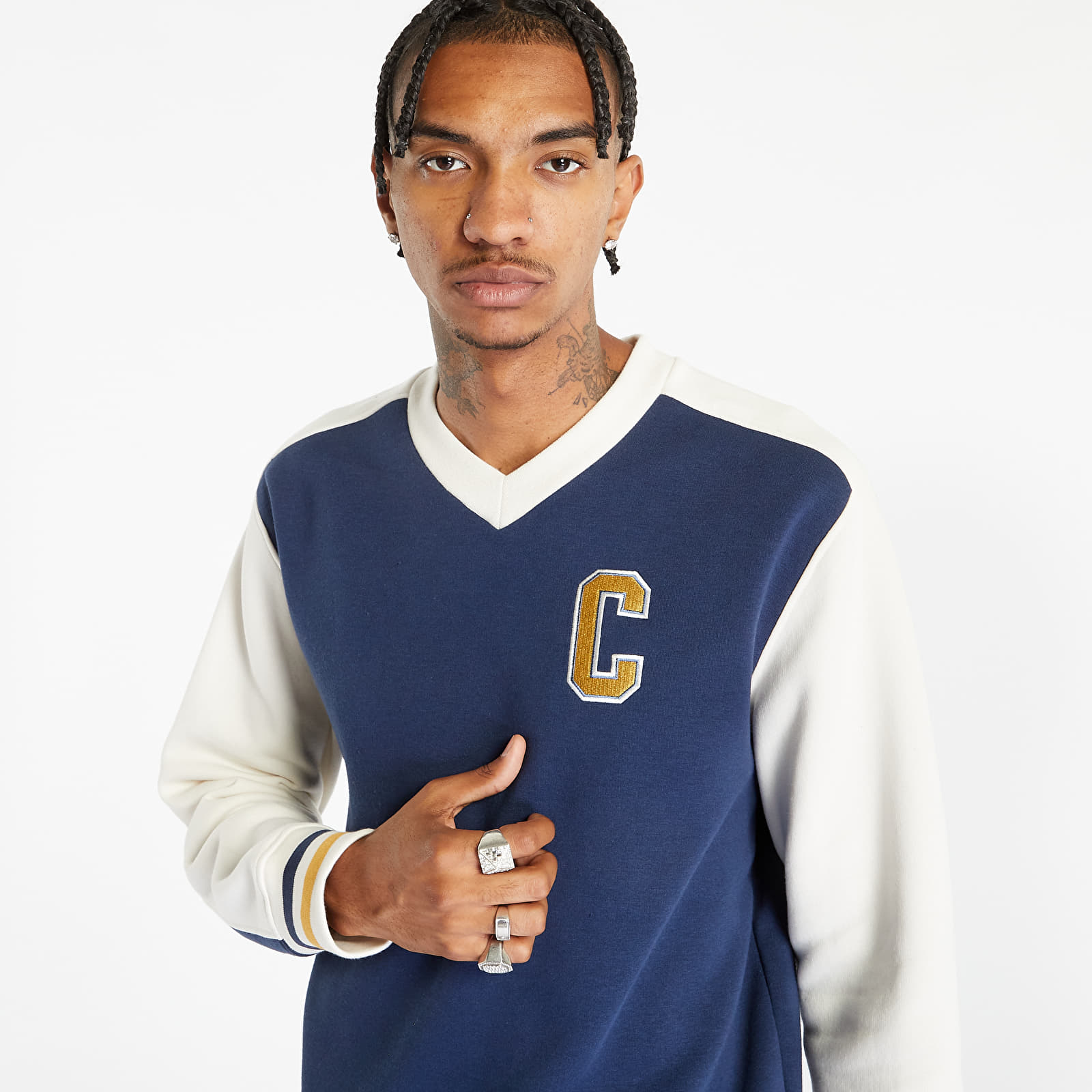 Kapucnis pulóverek és pulcsik Champion V-Neck Sweatshirt Blue/ White