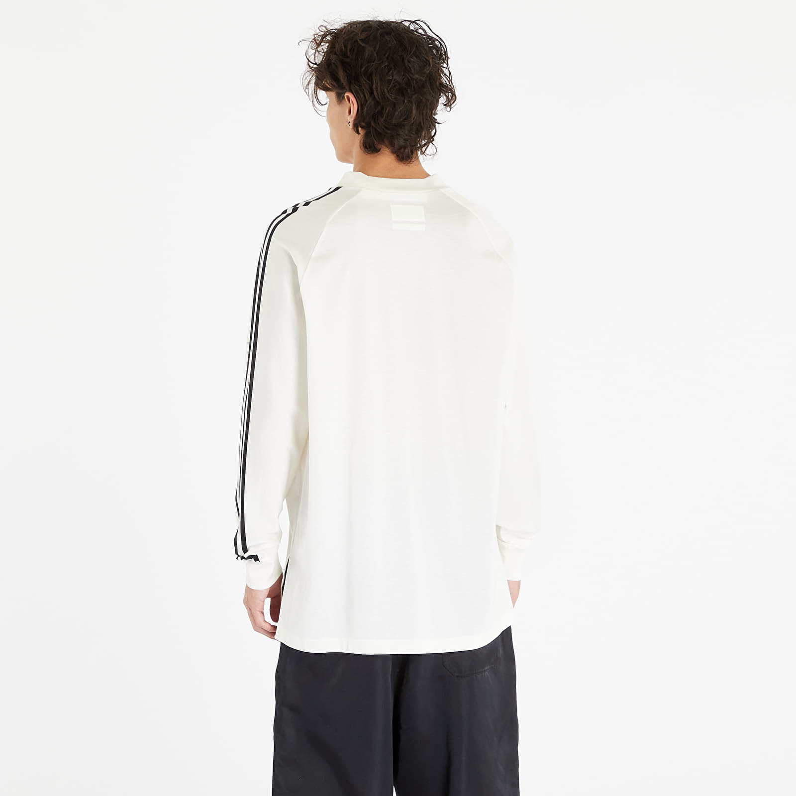 Trička Y-3 3 Stripes Long Sleeve Tee Off White/ Black