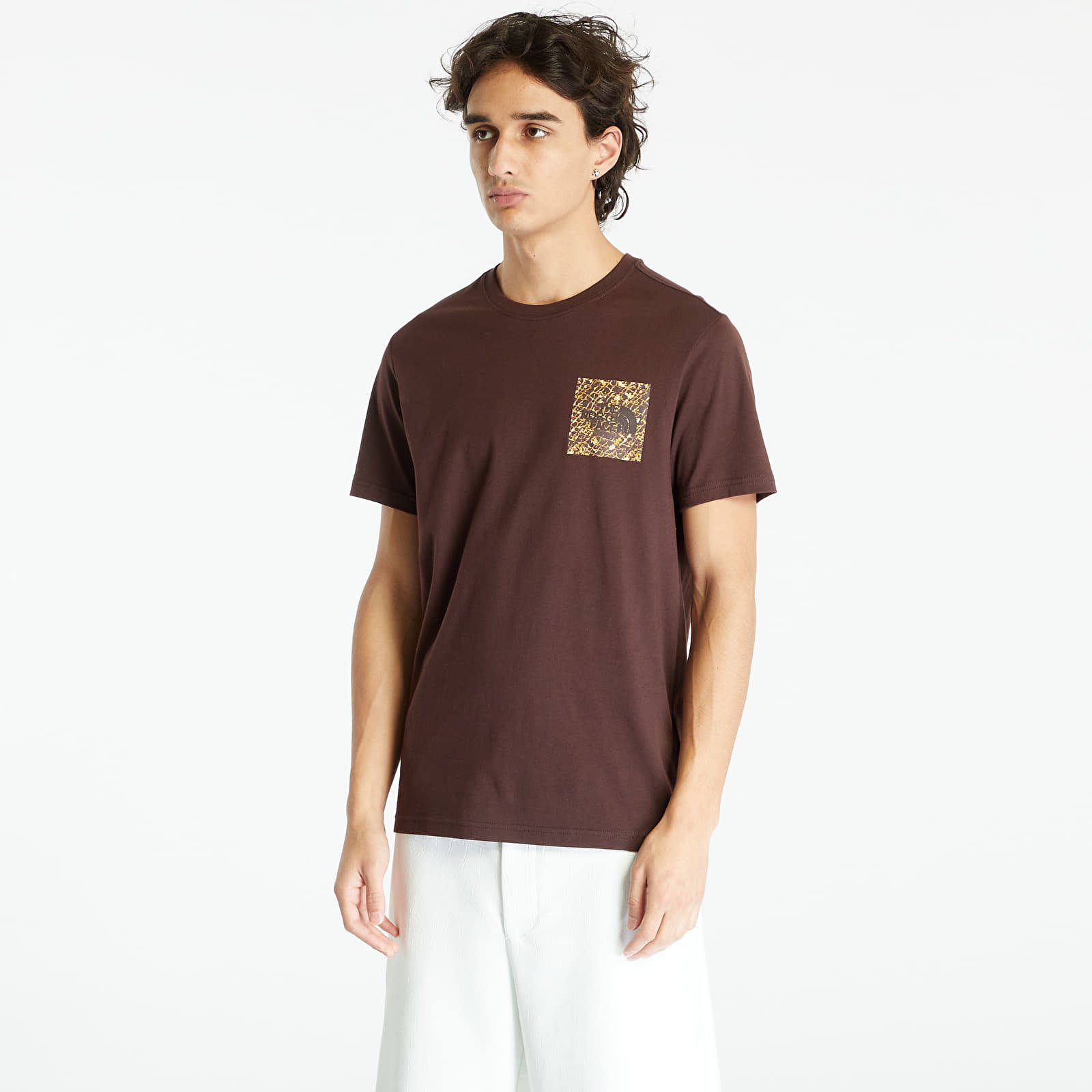 The North Face - s/s fine tee coal brown/ coal brown water distortion print