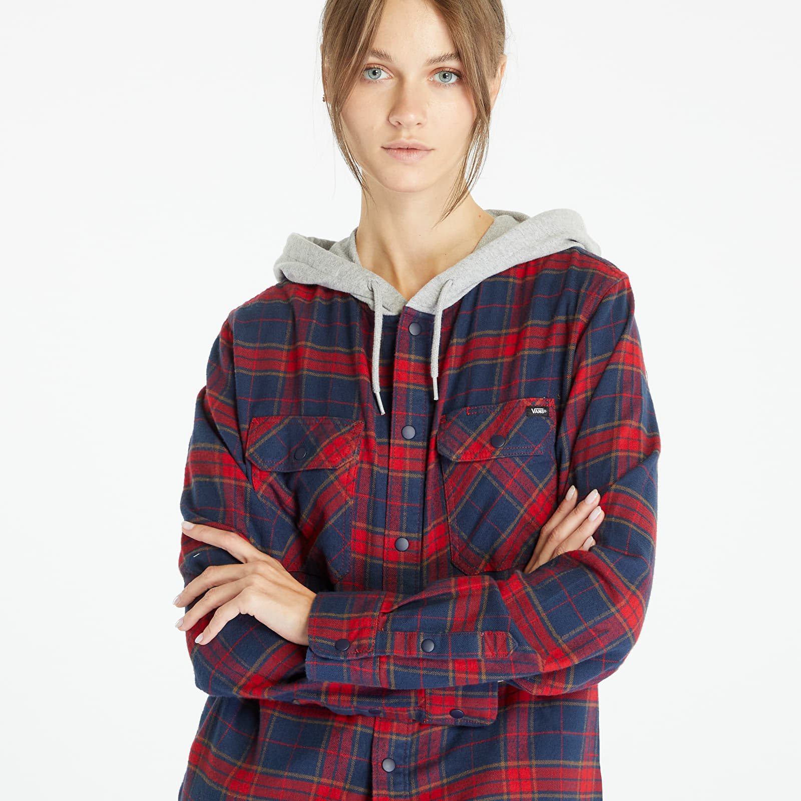 Mikiny Vans Parkway Hooded Long Sleeve Shirt Blues/ Chi