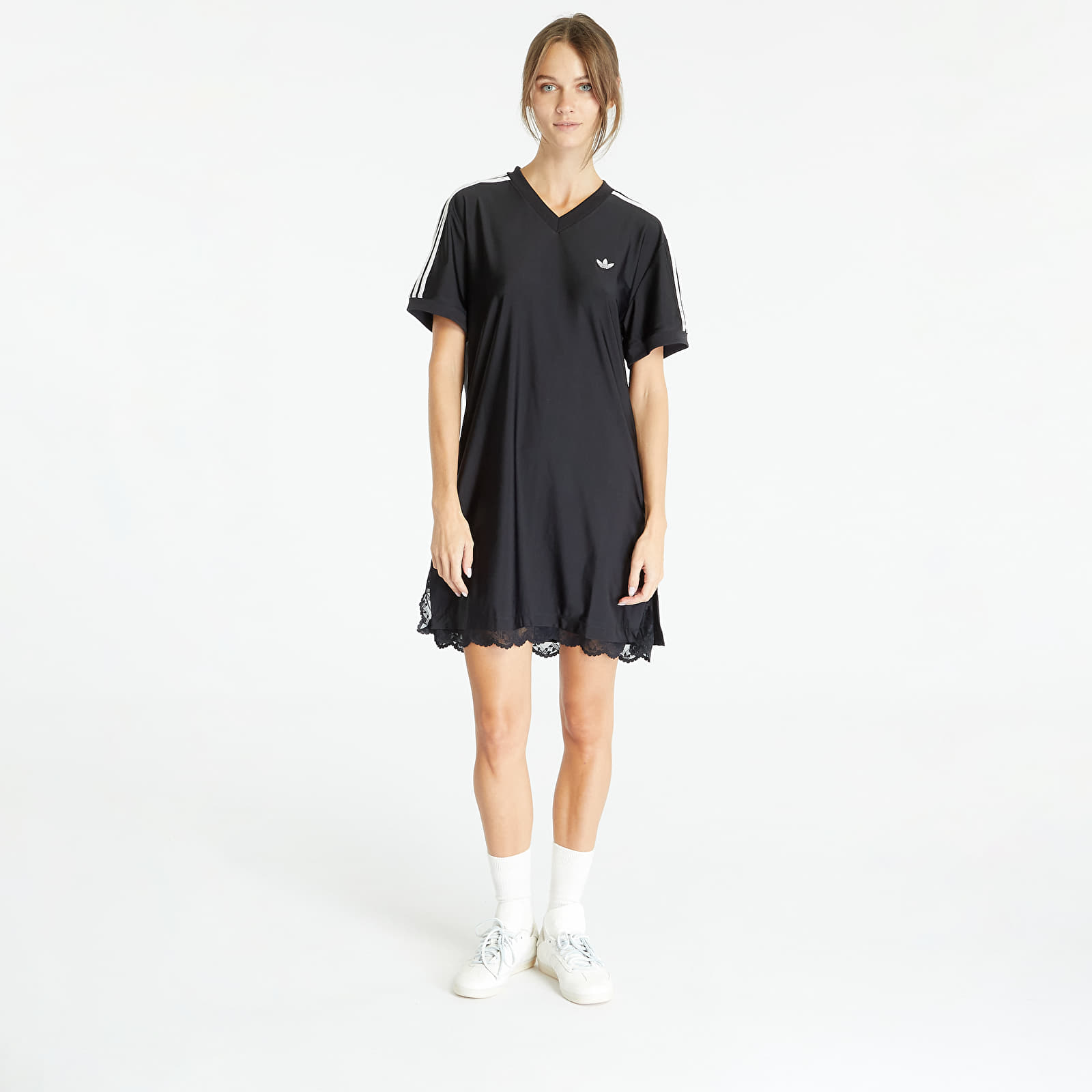 Robes adidas Originals Lace Trim Short Sleeve Tee Dress Black