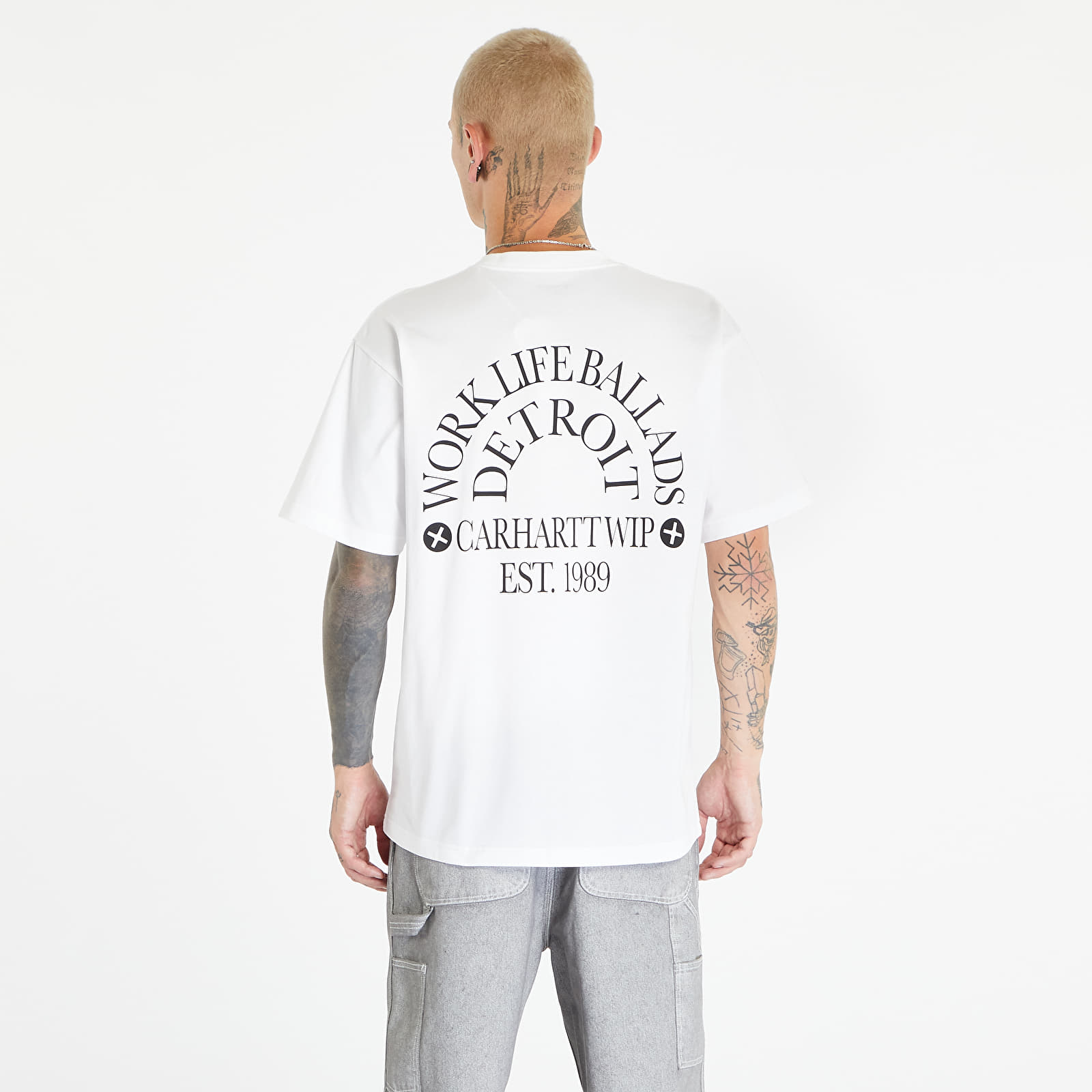 Pólók Carhartt WIP S/S Work Varsity T-Shirt White/ Black