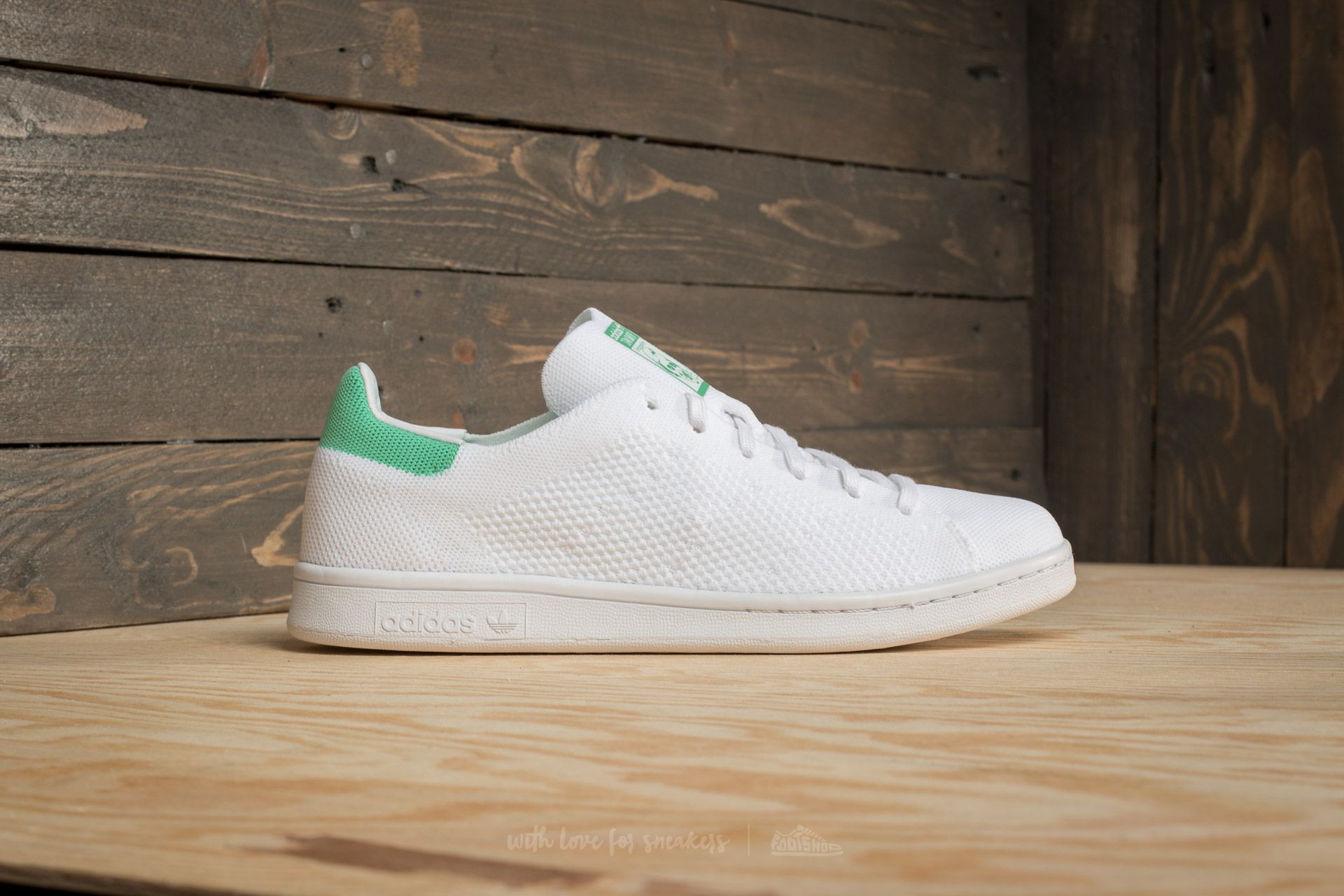 Scarpe uomo adidas Stan Smith Primeknit Ftw White/ Ftw White/ Green Glow