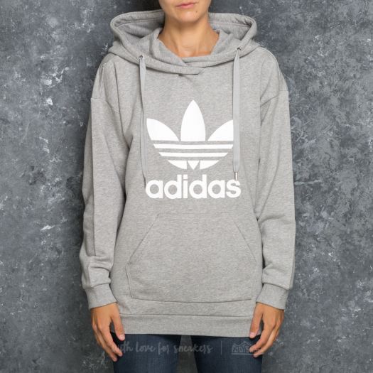 Adidas trefoil hoodie women's grey deals