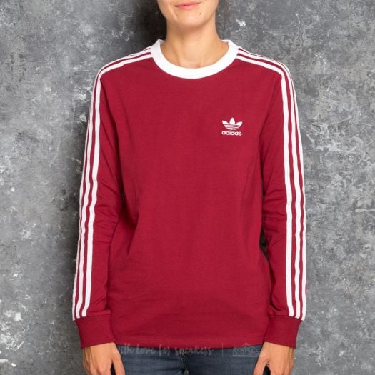 T Shirts and shirts adidas 3 Stripes Longsleeve Tee Collegiate Burgundy Footshop