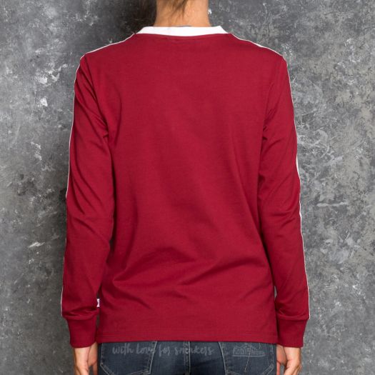 Adidas originals three stripe long sleeve top in burgundy sales