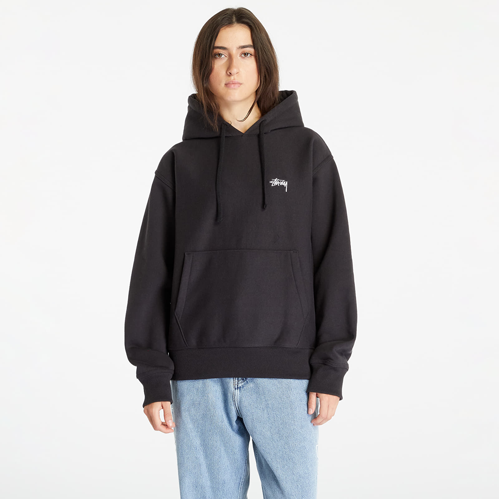 Hanorace Stüssy Stock Logo Hoodie UNISEX Washed Black