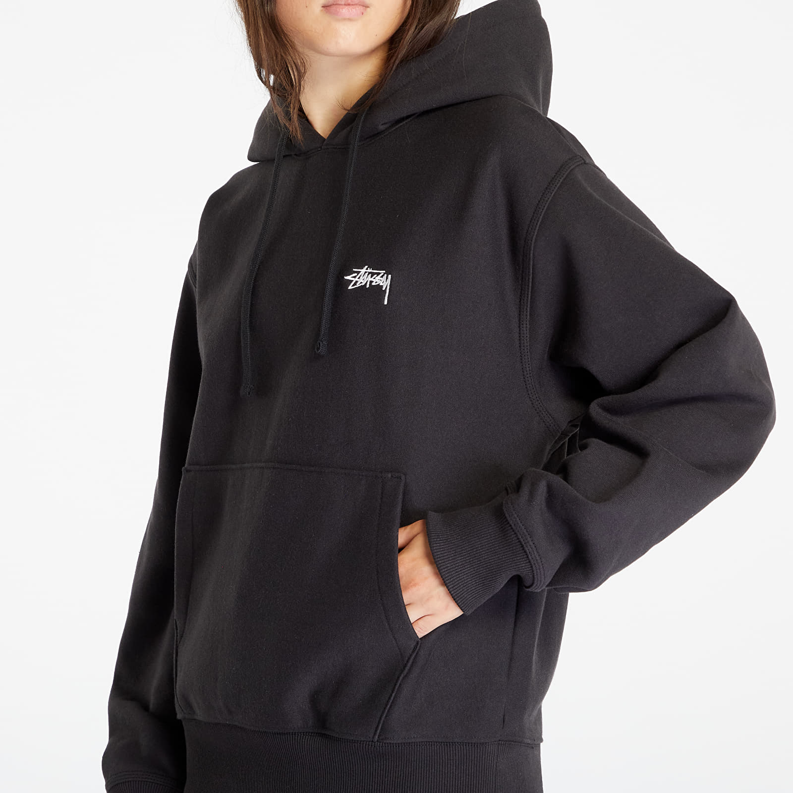 Hanorace Stüssy Stock Logo Hoodie UNISEX Washed Black