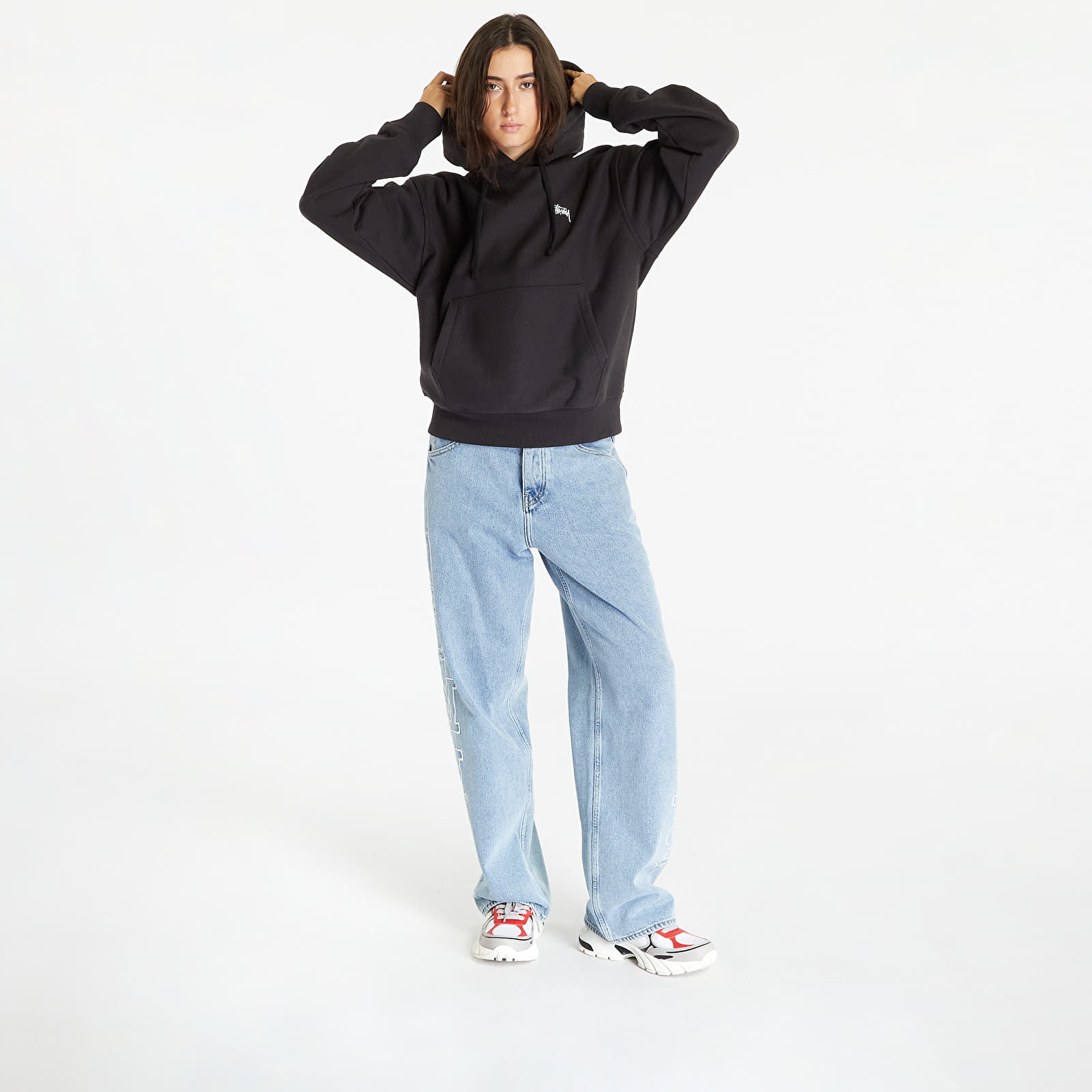 Hanorace Stüssy Stock Logo Hoodie UNISEX Washed Black