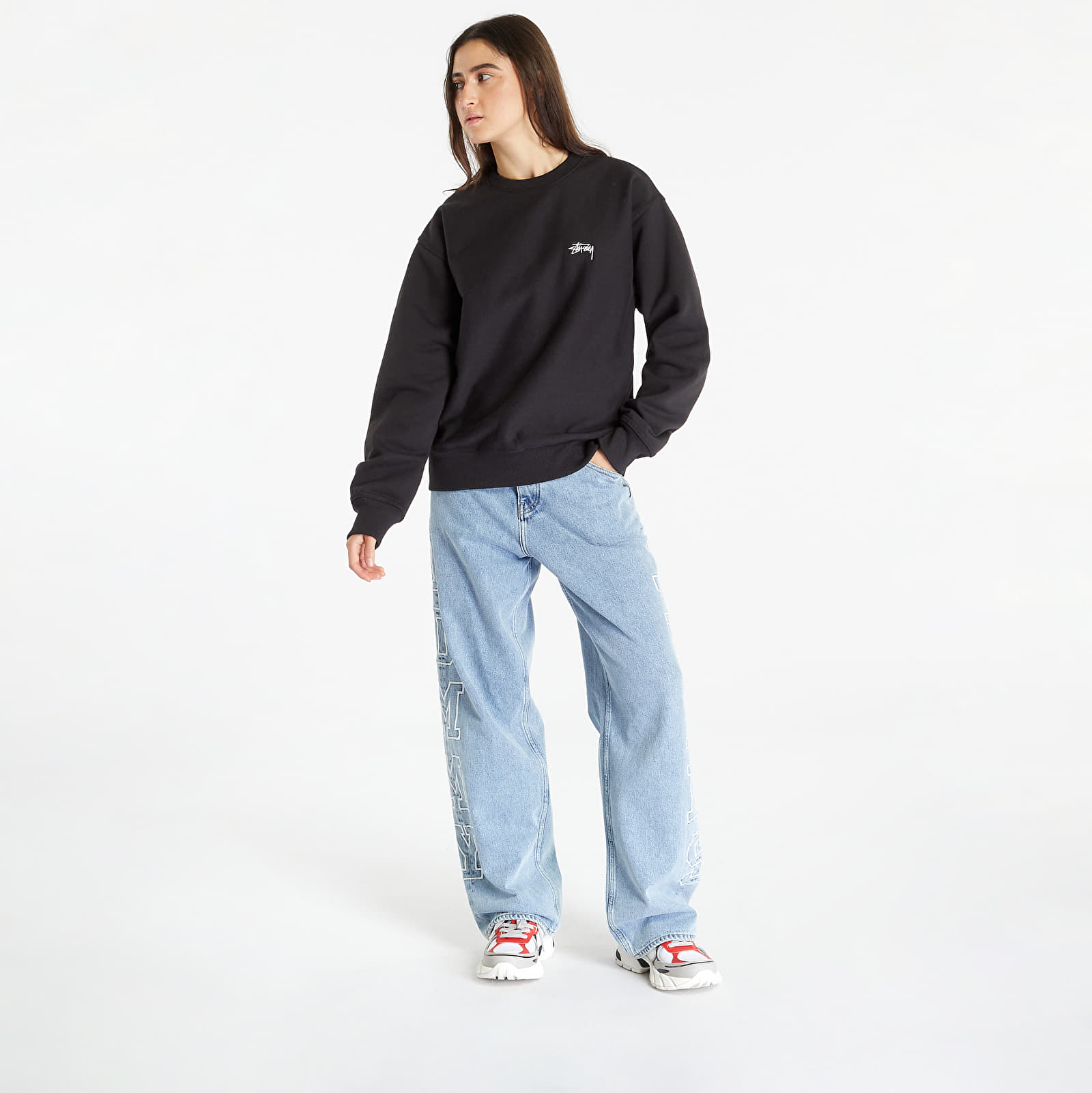 Hoodies and sweatshirts  Stüssy Stock Logo Crewneck UNISEX Washed Black