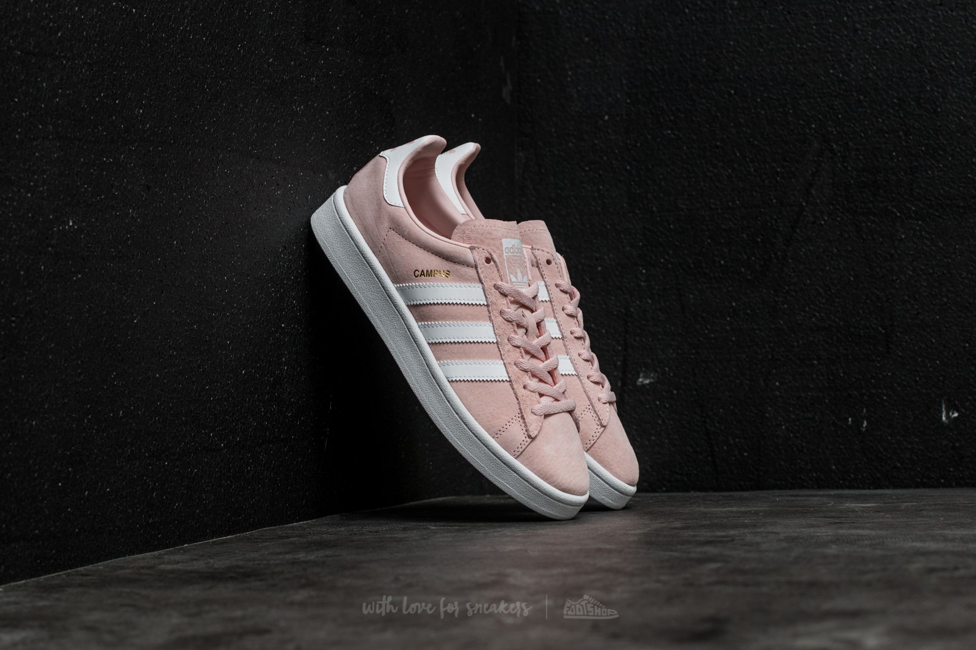 Adidas originals womens campus trainers crystal white/crystal white/icey pink clearance