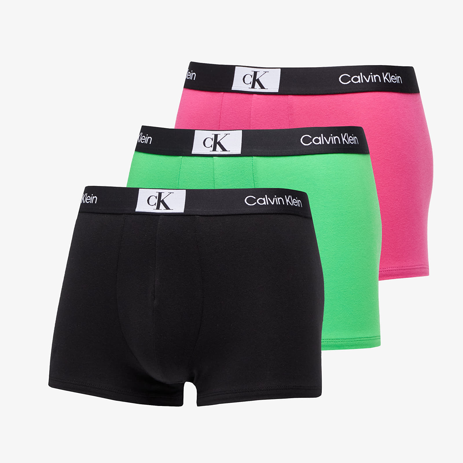 Boxer shorts Calvin Klein 96 Cotton Stretch Trunk 3-Pack Island Green/ Black/ Fuschia Rose