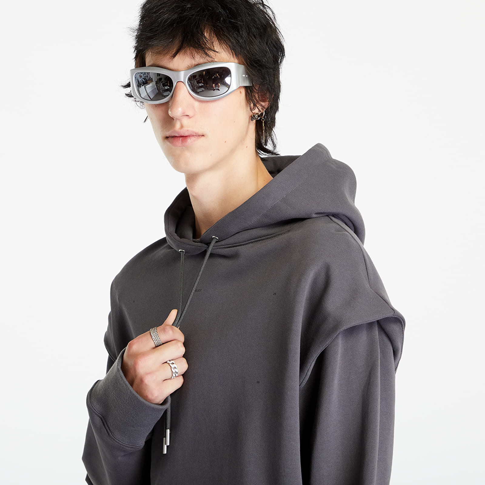Kapucnis pulóverek és pulcsik HELIOT EMIL Outline Logo Hoodie Dark Grey