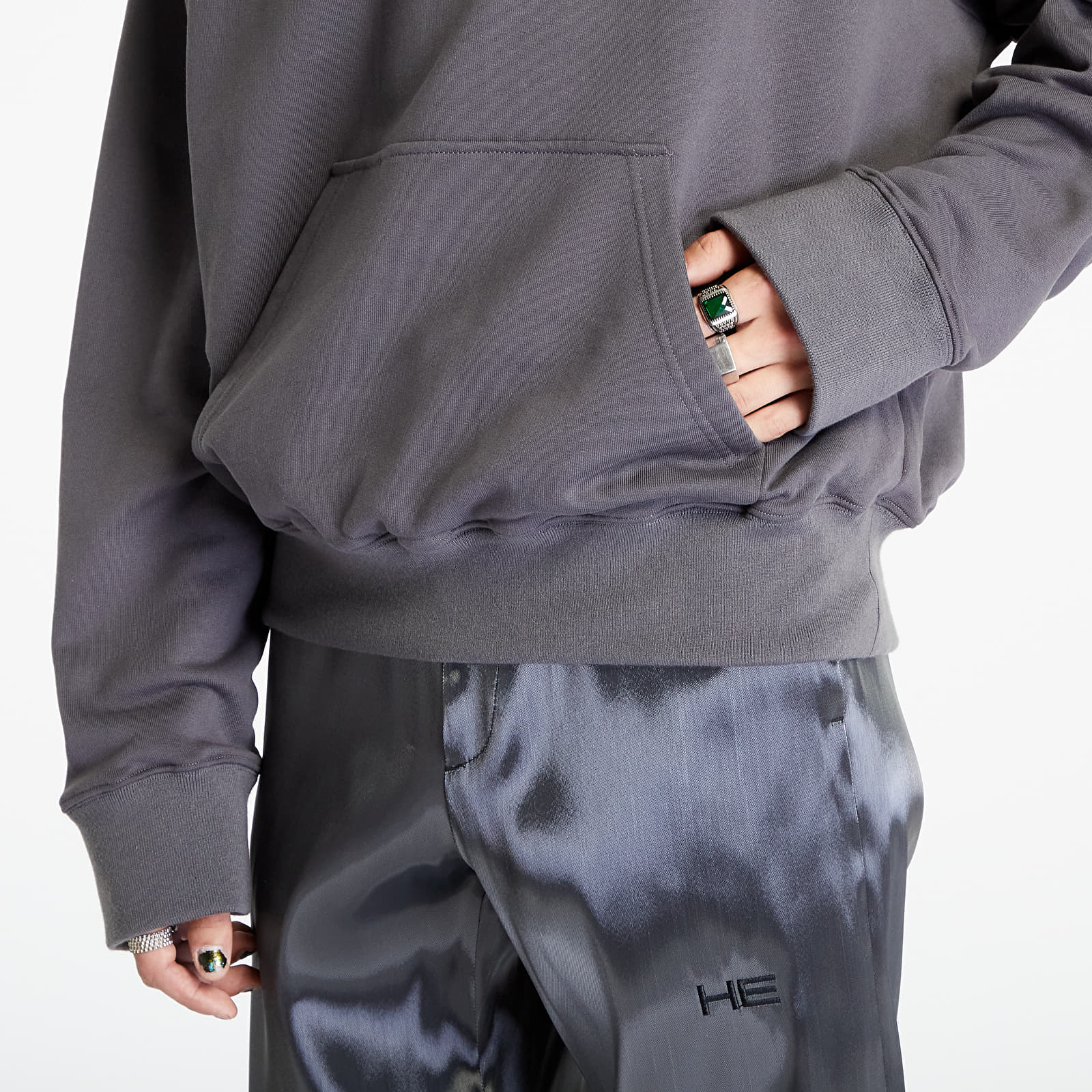 Kapucnis pulóverek és pulcsik HELIOT EMIL Outline Logo Hoodie Dark Grey