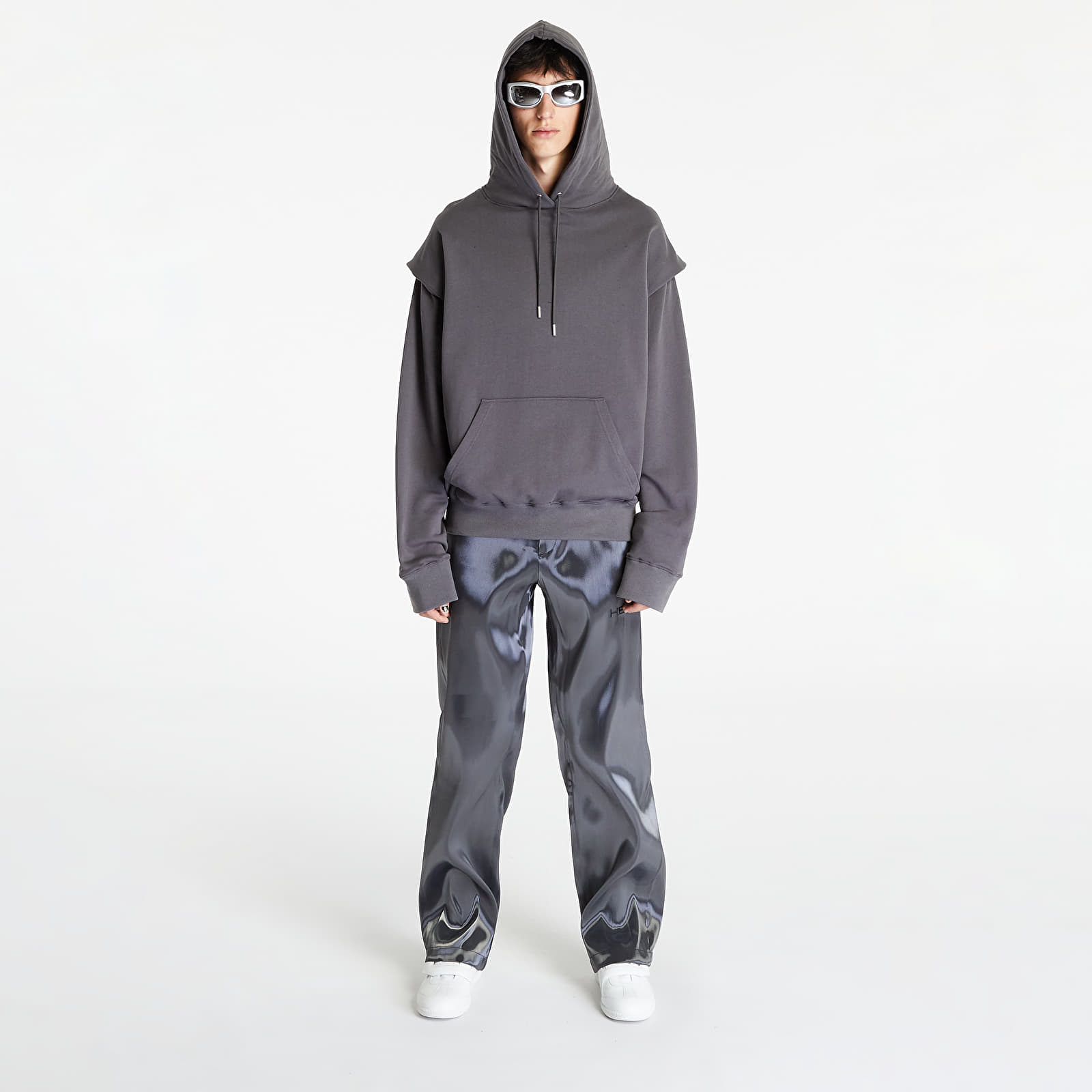 Kapucnis pulóverek és pulcsik HELIOT EMIL Outline Logo Hoodie Dark Grey