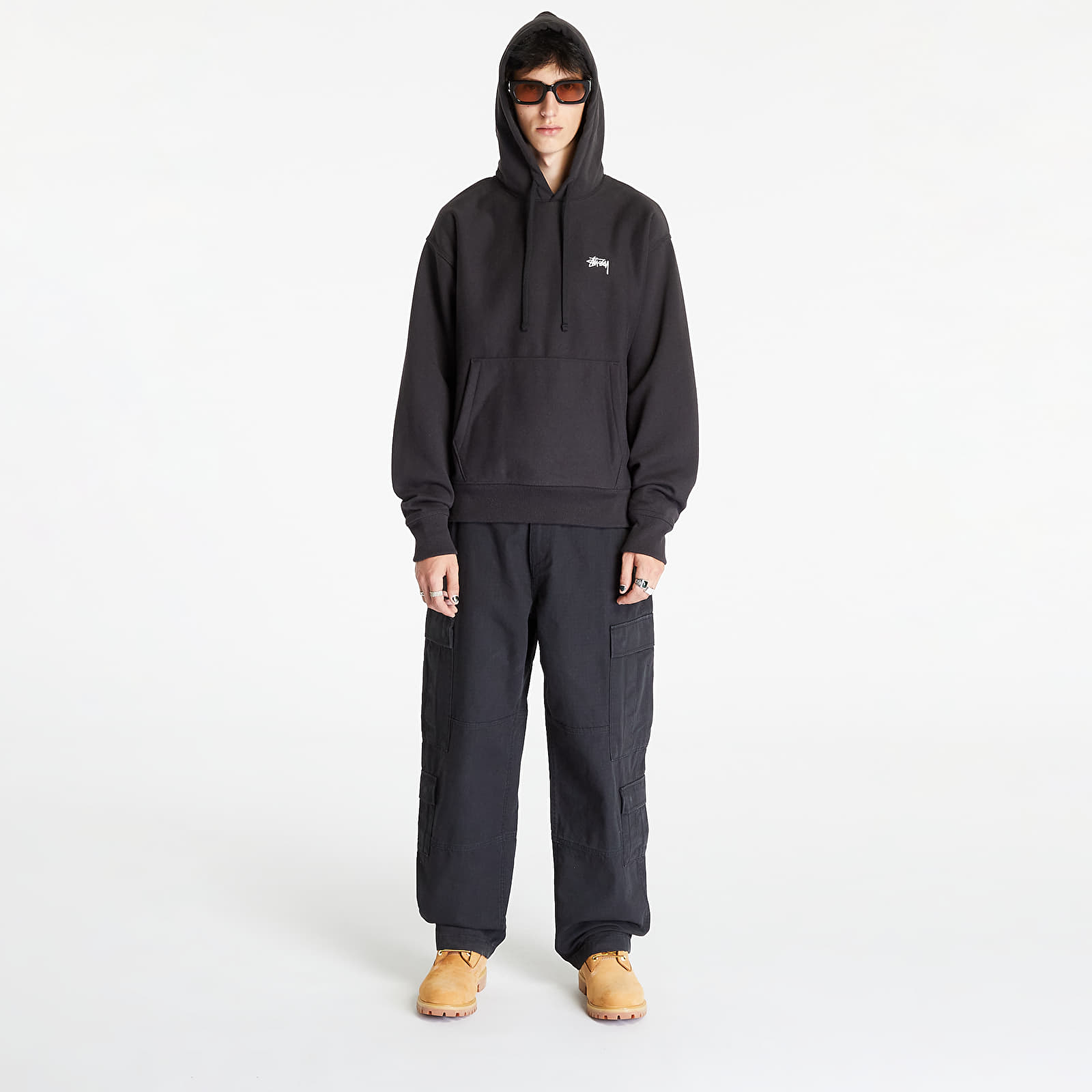 Hanorace Stüssy Stock Logo Hoodie UNISEX Washed Black