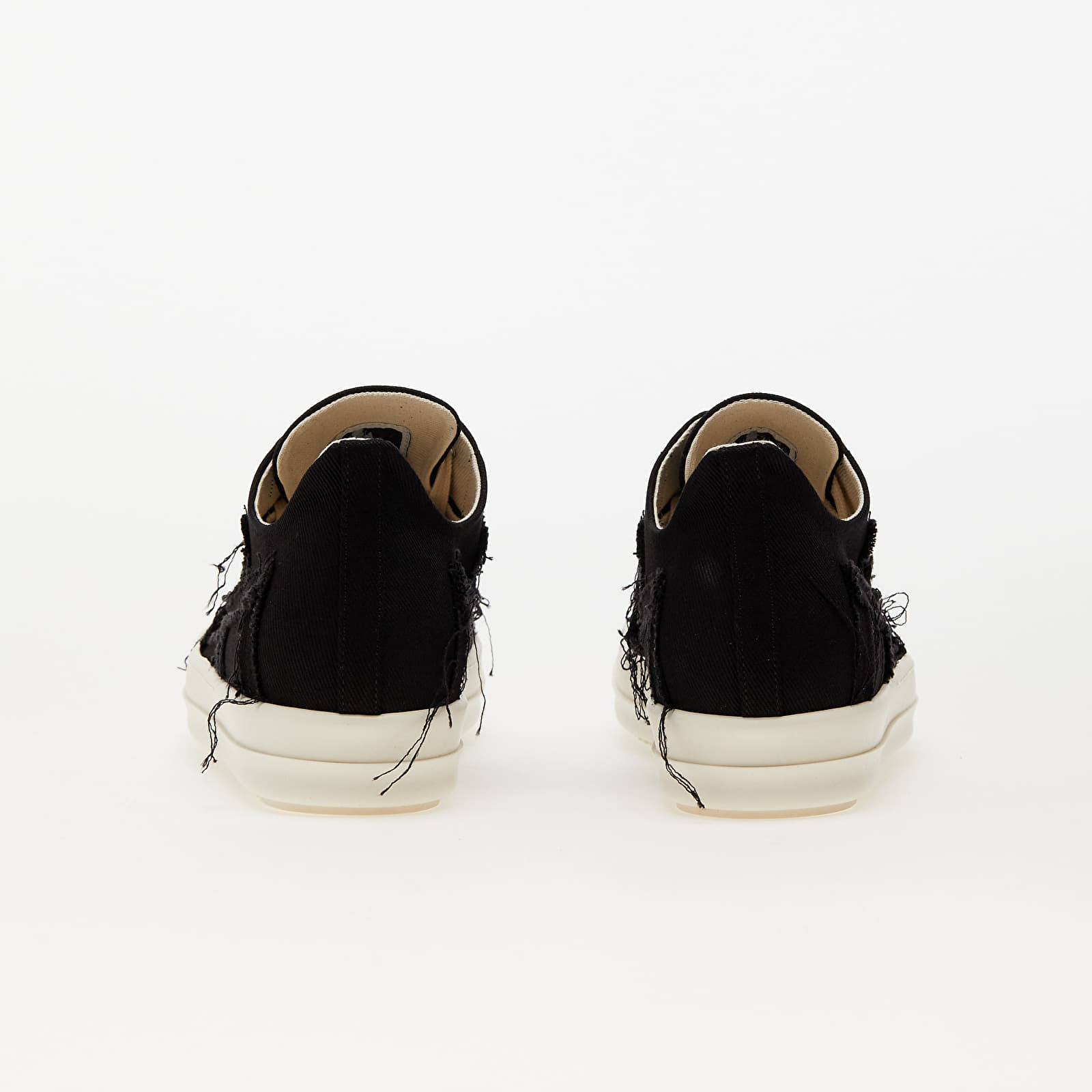 Skor för män Rick Owens Denim Shoes - Slashed Low Sneaks Black/ Milk/ Milk