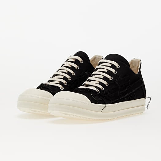 Men s shoes Rick Owens Denim Shoes Slashed Low Sneaks Black Milk Milk Footshop