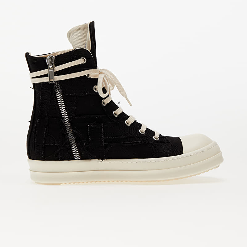 Rick Owens Denim Shoes - Slashed Sneaks Black/ Milk/ Milk | Footshop