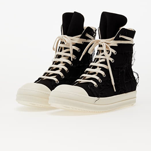 Men s shoes Rick Owens Denim Shoes Slashed Sneaks Black Milk Milk Footshop