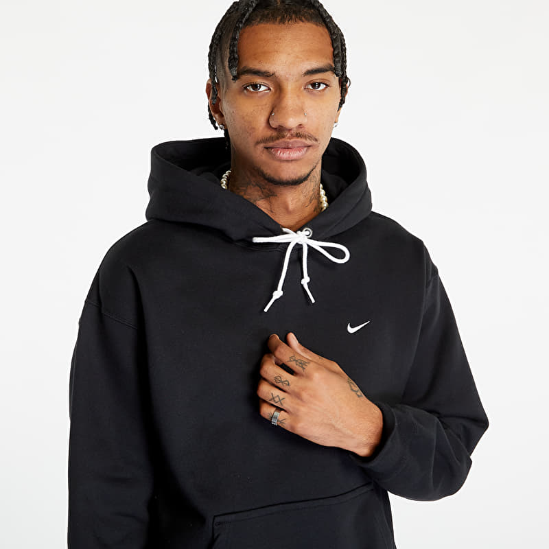 Nike Solo Swoosh Men's Fleece Pullover Hoodie Black/ White | Footshop