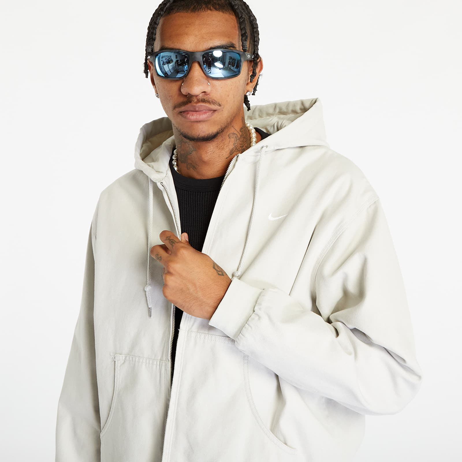 Kurtki Nike Life Men's Padded Hooded Jacket Light Bone/ White