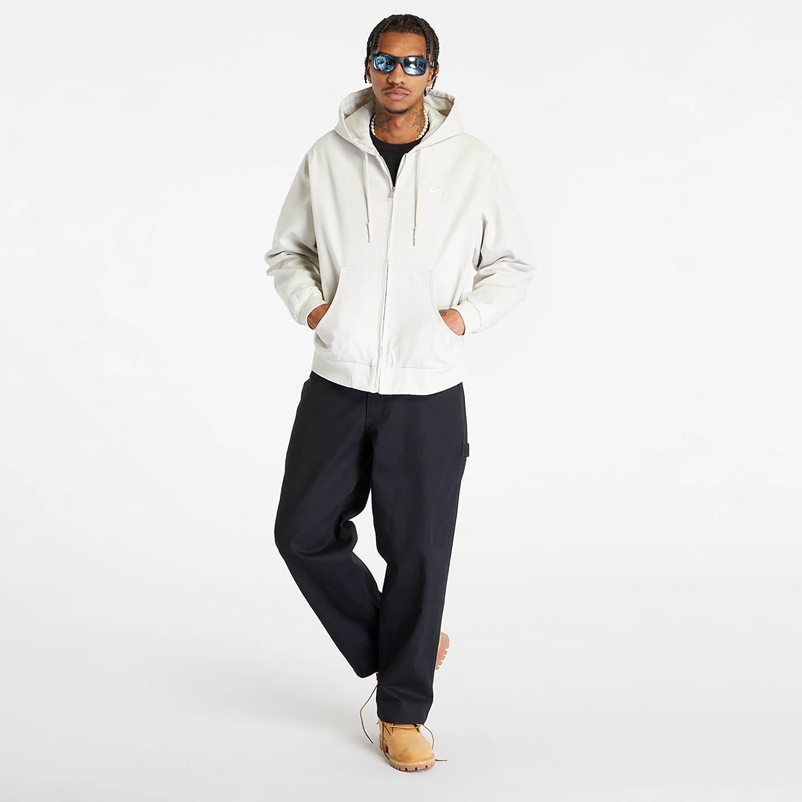 Kurtki Nike Life Men's Padded Hooded Jacket Light Bone/ White