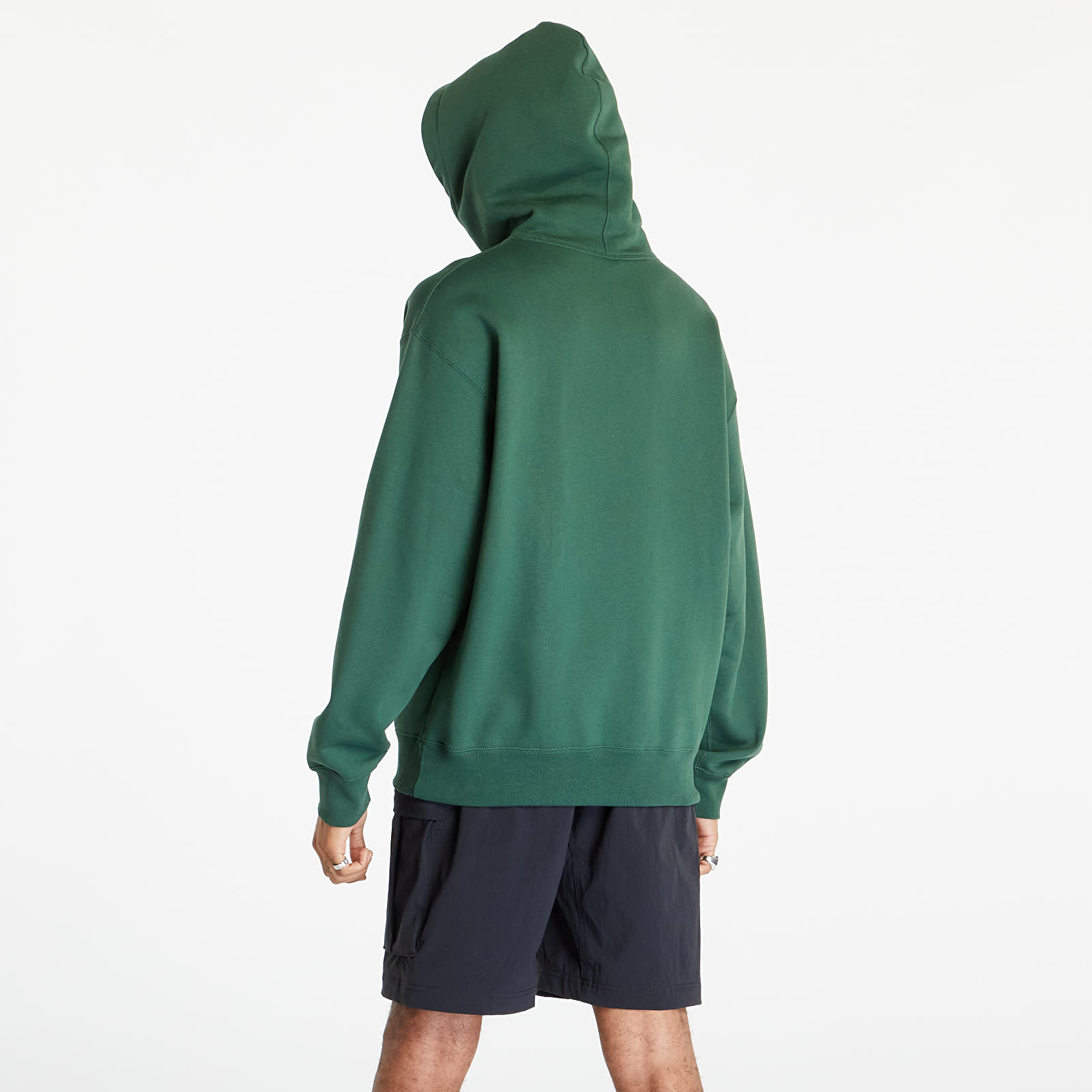 Mikiny Nike Solo Swoosh Men's Fleece Pullover Hoodie Fir/ White