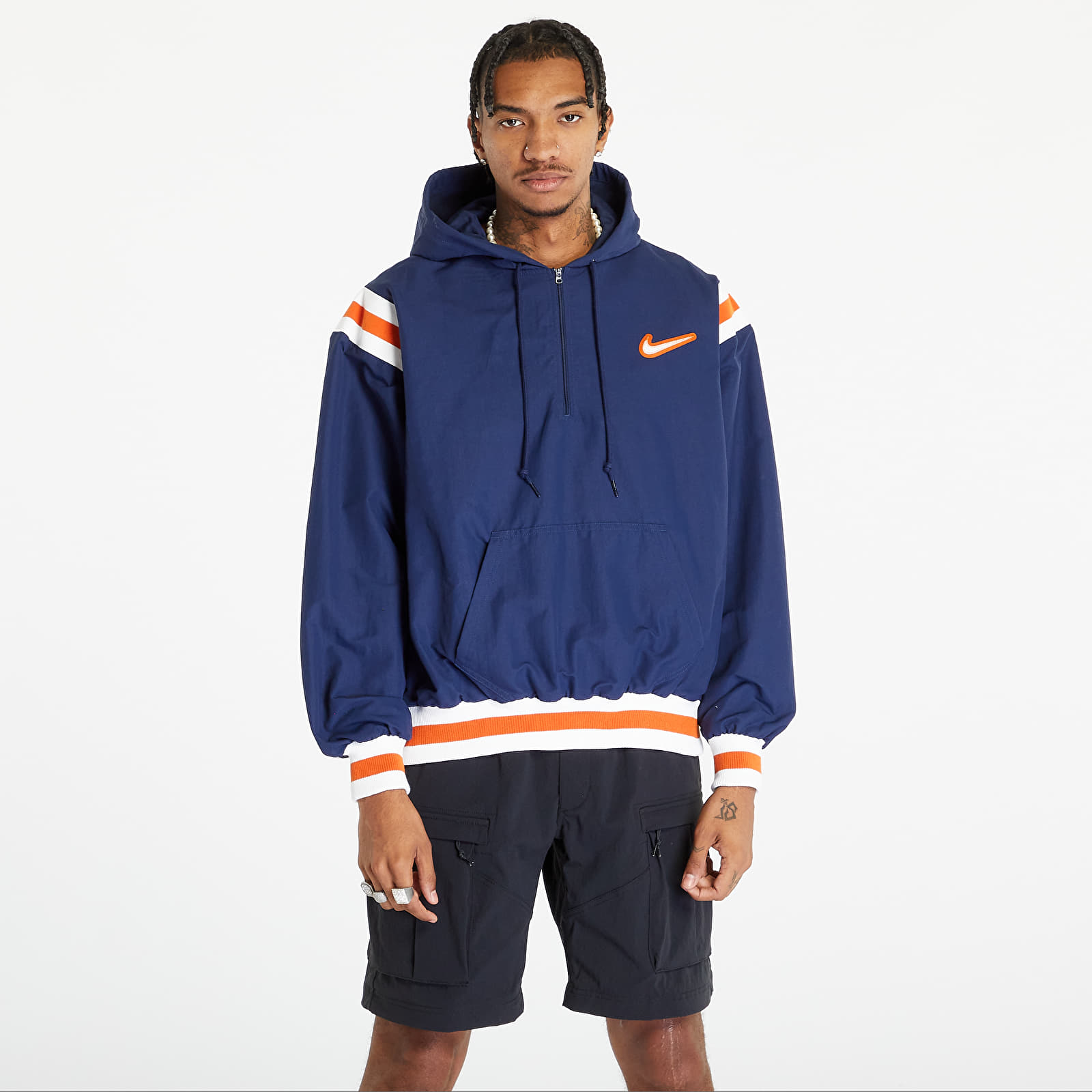 Nike - authentics woven lined 1/2-zip hoodie midnight navy