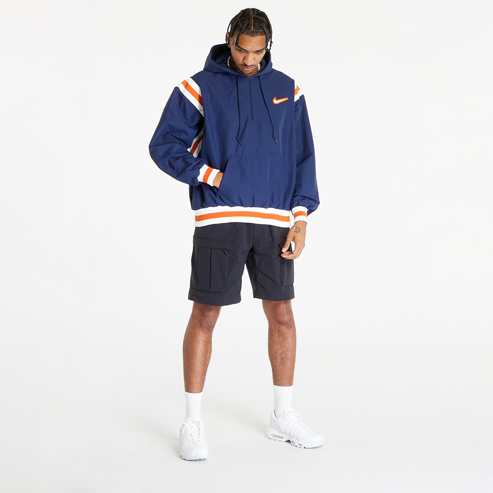 Mikiny Nike Authentics Woven Lined 1/2-Zip Hoodie Midnight Navy