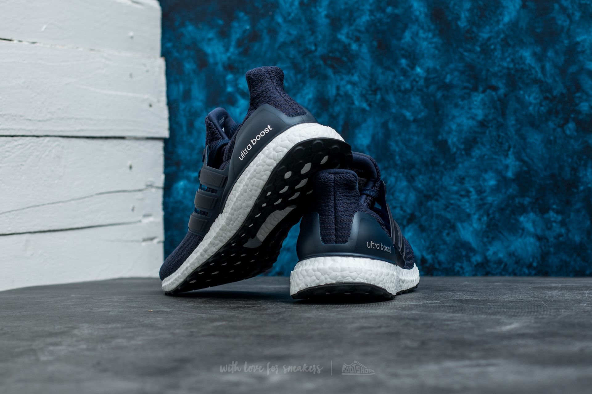 Ultra boost white sales collegiate navy