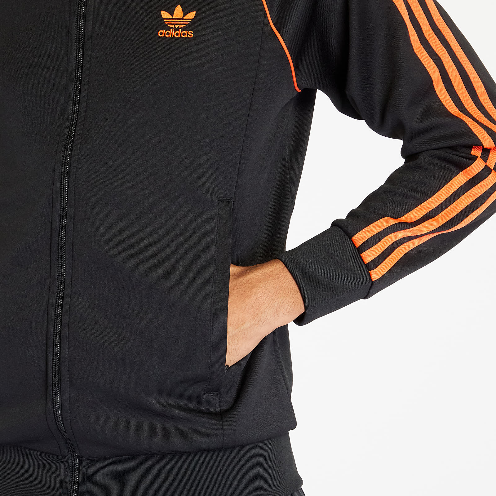 Puloverji   adidas Originals Sustainability Track Top Black/ Semi Impact Orange